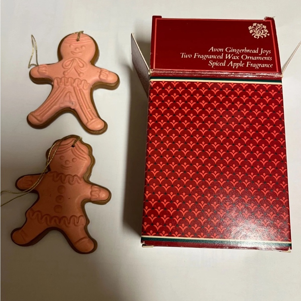 Avon Gingerbread Wax Ornaments - Pink and Brown